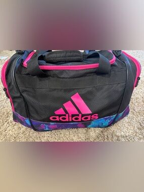 Adidas Black & Pink Logo Duffel Bag